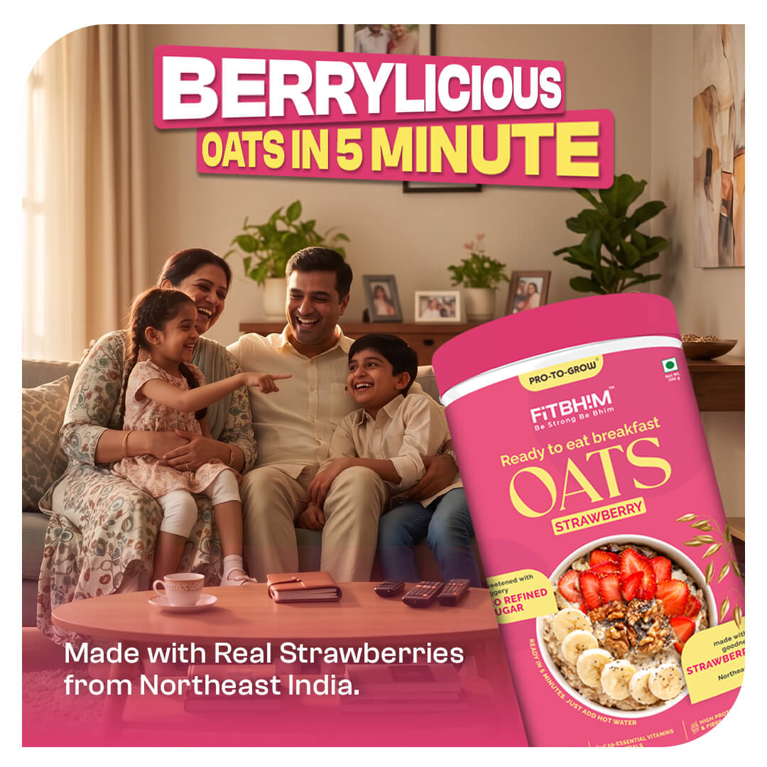Ready-to-Eat Strawberry Oats with Northeastern Strawberries | Pro-To-Grow (300g Jar)