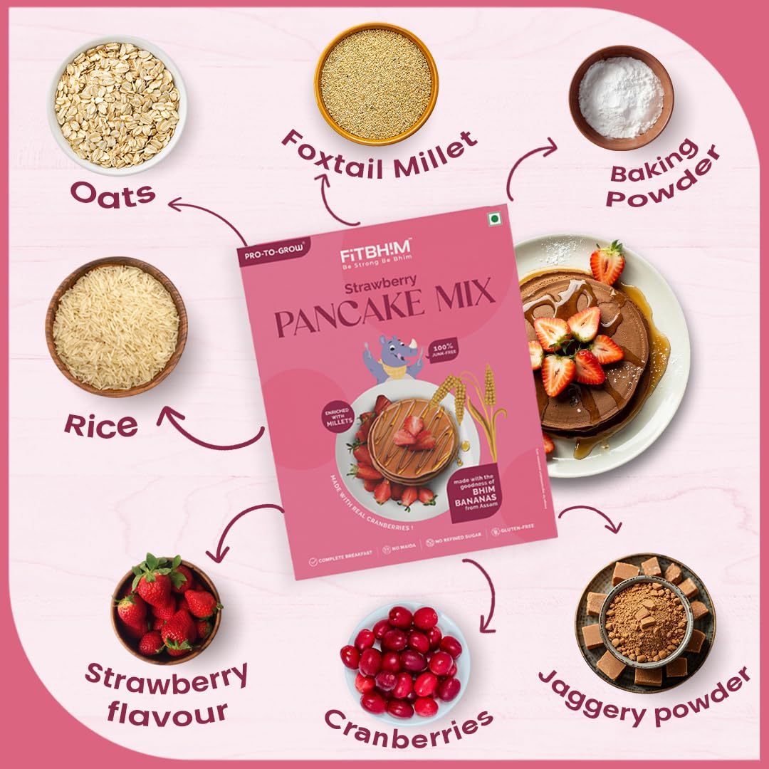 FitBhim Instant Pancake Mix - Strawberry (250g)