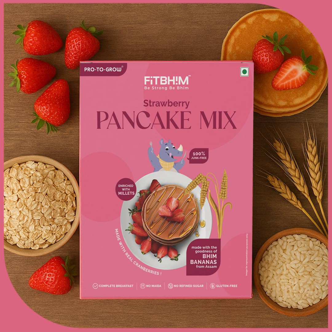 FitBhim Instant Pancake Mix - Strawberry (250g)