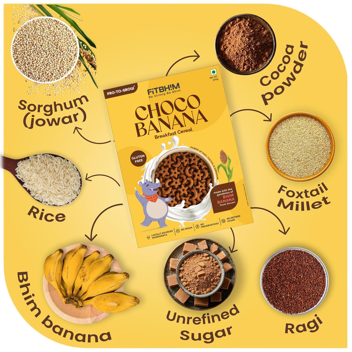 FitBhim Breakfast Chocobanana Cereal - (300g)