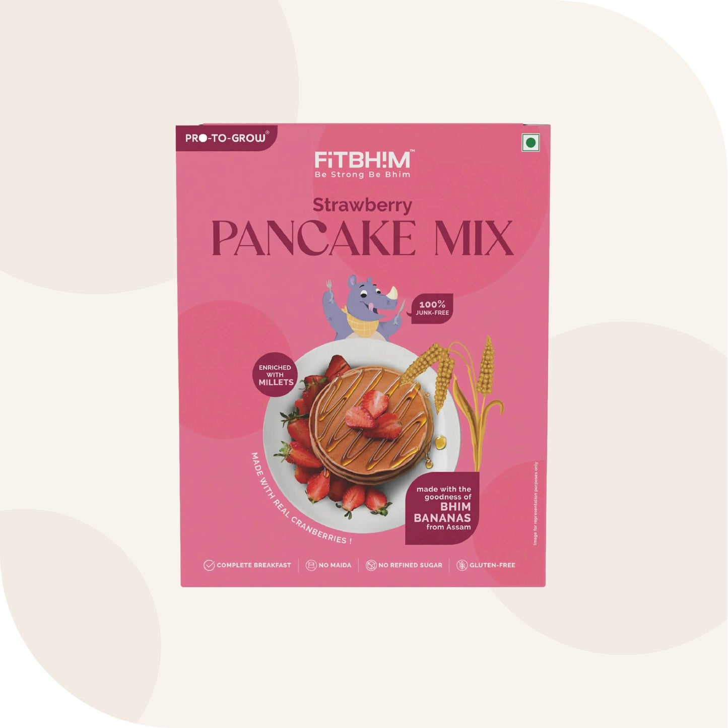 FitBhim Instant Pancake Mix - Strawberry (250g)