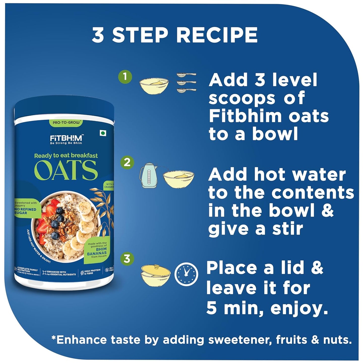 Fitbhim Ready to Eat Breakfast Jaggery Oats - 300g (Jar)