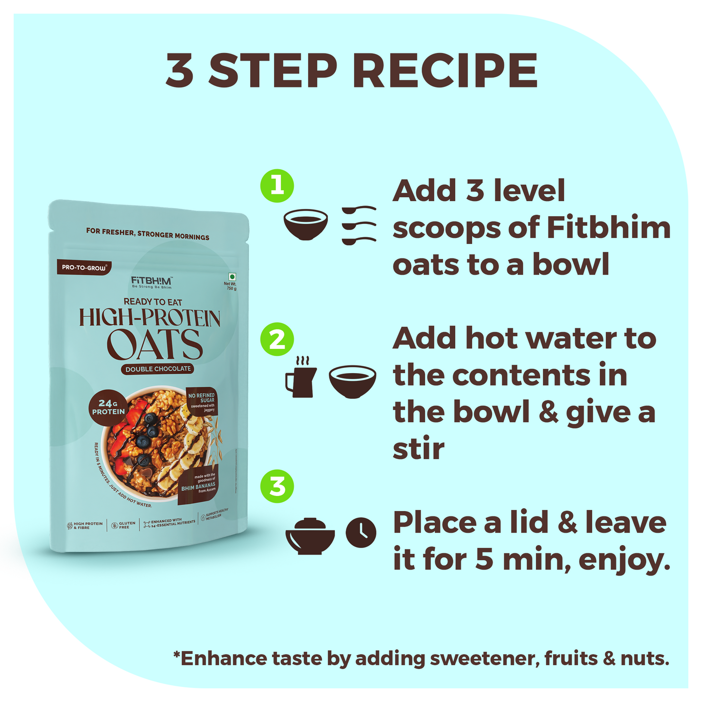 Fitbhim High-Protein Breakfast Oats — Double Chocolate (750g)