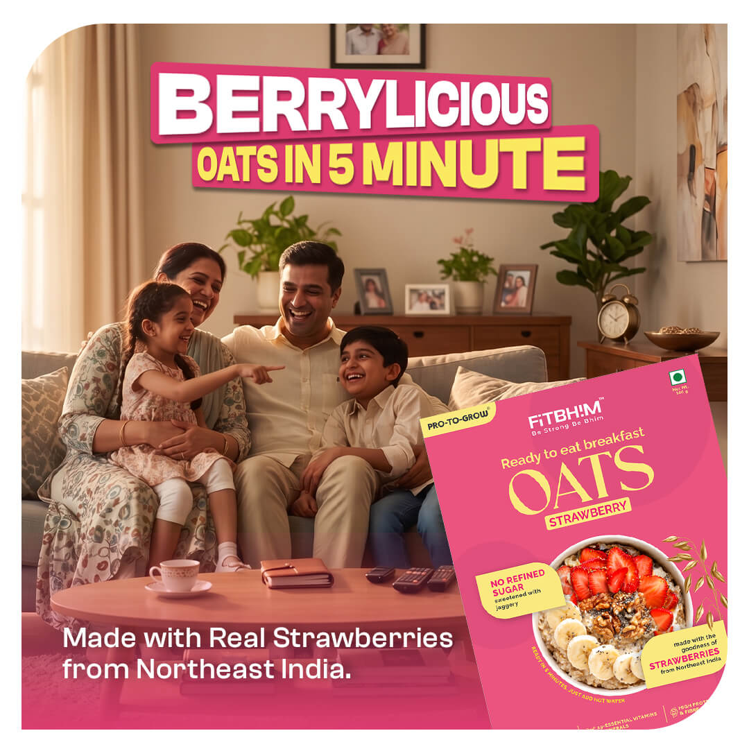 Ready-to-Eat Strawberry Oats with Northeastern Strawberries | Pro-To-Grow (300g Box)