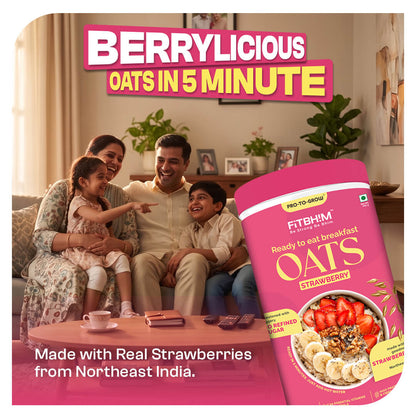 Ready-to-Eat Strawberry Oats with Northeastern Strawberries | Pro-To-Grow (300g Jar)