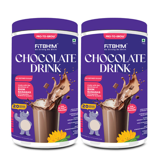 Chocolate Health Drink for Kids with Bhim Banana | Pro-To-Grow (Pack of 2 × 200g Jars)