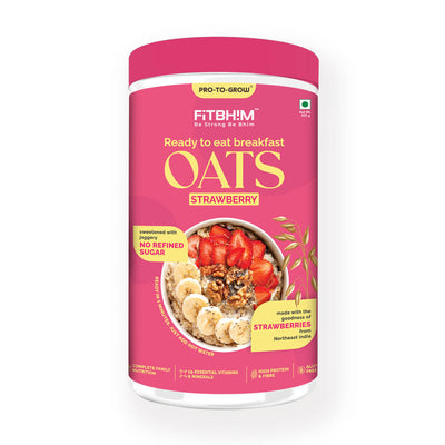 Ready-to-Eat Strawberry Oats with Northeastern Strawberries | Pro-To-Grow (300g Jar)