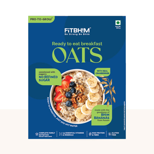 Ready-to-Eat Bhim Banana Oats with Cranberries | Pro-To-Grow (300g Box)