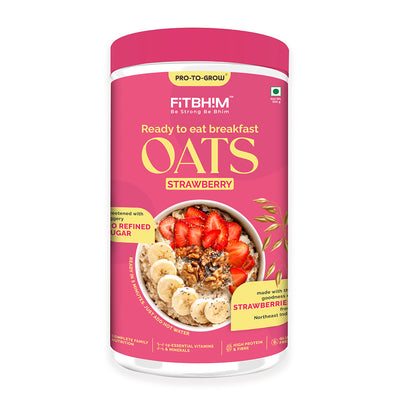 Fitbhim Ready-to-Eat Strawberry Oats — Made with Real Strawberries from Northeast India (300g Jar)