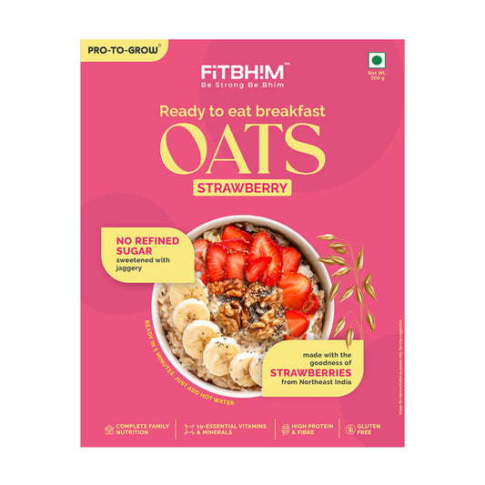 Ready-to-Eat Strawberry Oats with Northeastern Strawberries | Pro-To-Grow (300g Box)