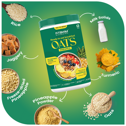 Fitbhim Ready-to-Eat Pineapple Oats — Real Northeastern Pineapples (300g Jar)