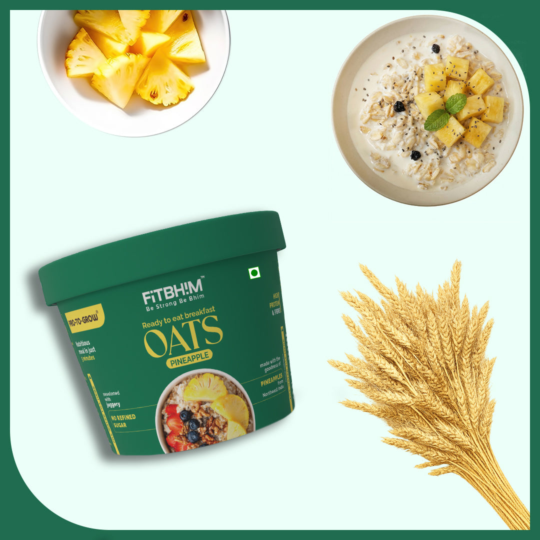 Fitbhim Oats On-The-Go — Instant Pineapple Oats (50g × 5)