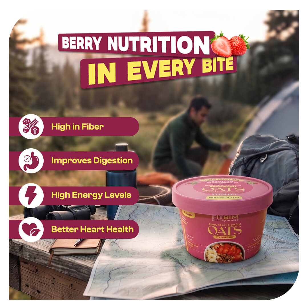 Instant Strawberry Oats Cups | Pro-To-Grow (Pack of 5 × 60g)