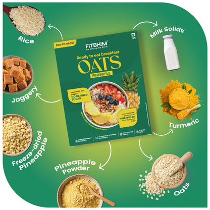 Fitbhim Ready-to-Eat Pineapple Oats — Real Northeastern Pineapples (300g Box)