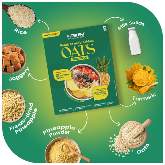 Fitbhim Ready-to-Eat Pineapple Oats — Real Northeastern Pineapples (300g Box)