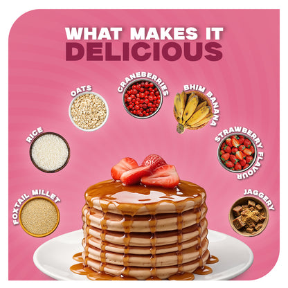 Strawberry Healthy Pancake Mix with Bhim Banana | Pro-To-Grow (250g)