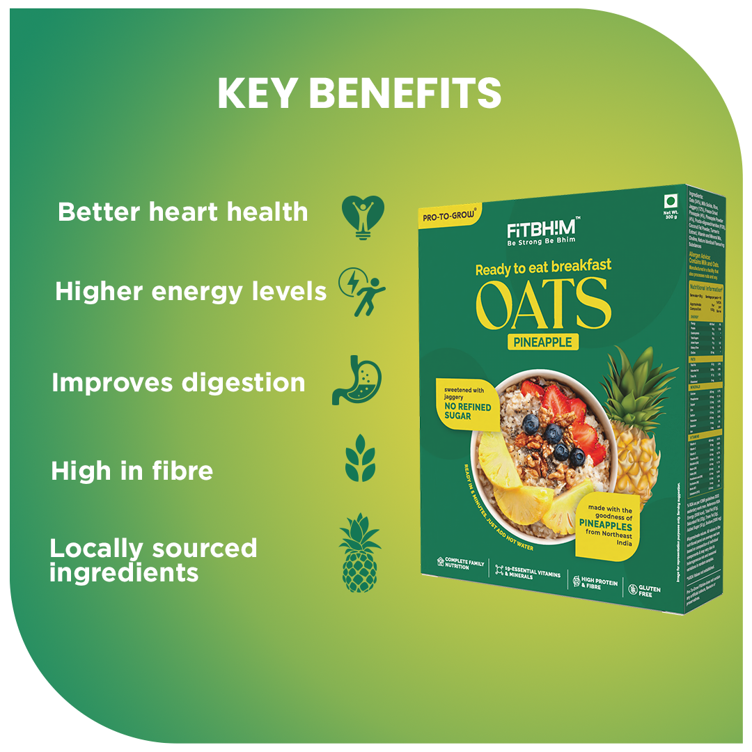 Fitbhim Ready-to-Eat Pineapple Oats — Real Northeastern Pineapples (300g Box)