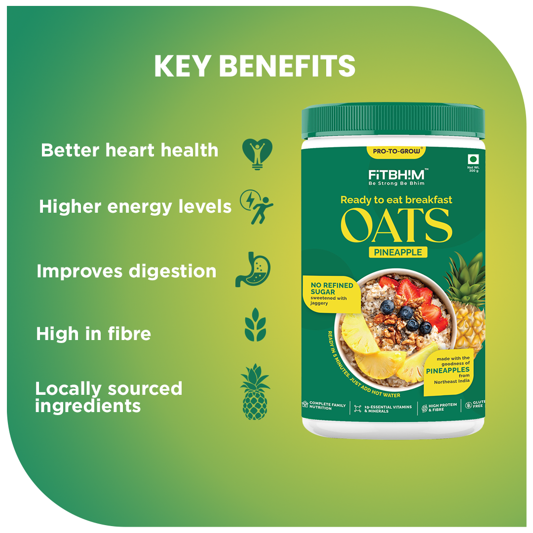 Fitbhim Ready-to-Eat Pineapple Oats — Real Northeastern Pineapples (300g Jar)