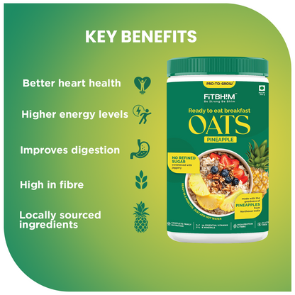 Fitbhim Ready-to-Eat Pineapple Oats — Real Northeastern Pineapples (300g Jar)