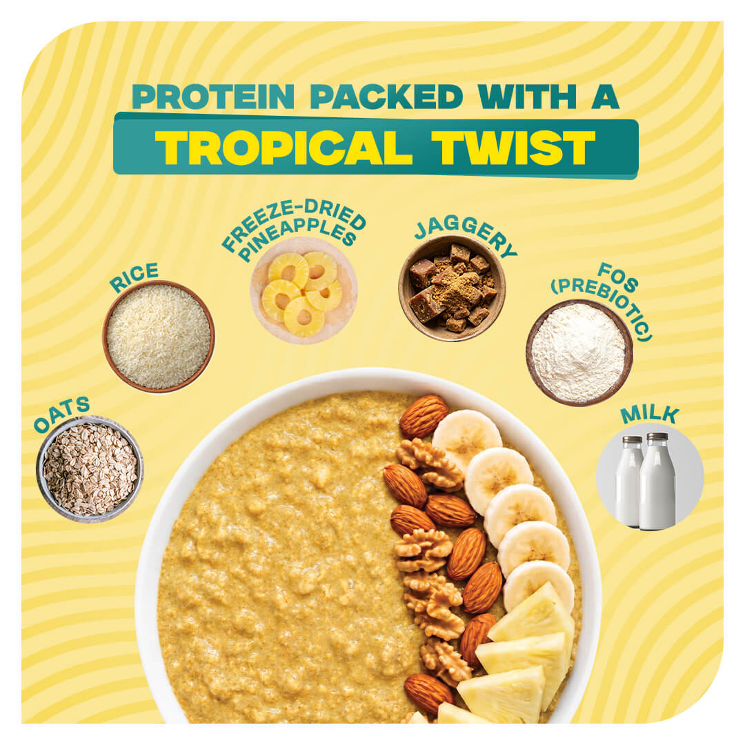 Ready-to-Eat Pineapple High Protein Oats - 50g Single Serve ( Pack of 5 )
