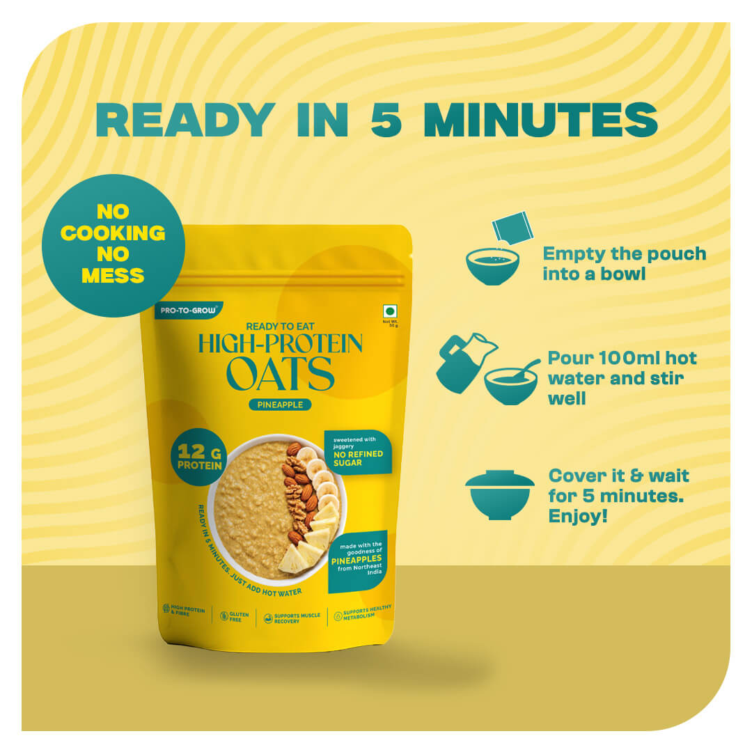 Ready-to-Eat Pineapple High Protein Oats - 50g Single Serve ( Pack of 5 )