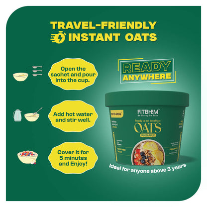 Instant Pineapple Oats Cups with Northeastern Pineapples | Pro-To-Grow (Pack of 5 × 60g)