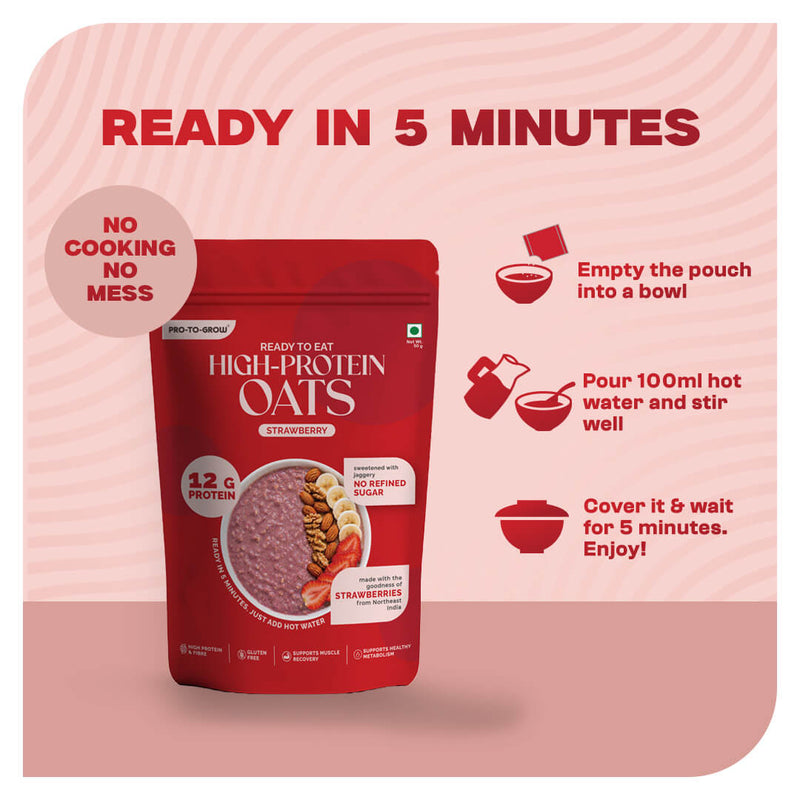 High-Protein Strawberry Oats Single-Serve – 50g