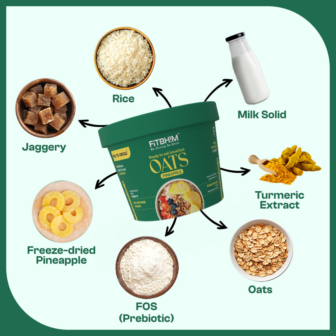 Fitbhim Oats On-The-Go — Instant Pineapple Oats (50g × 5)