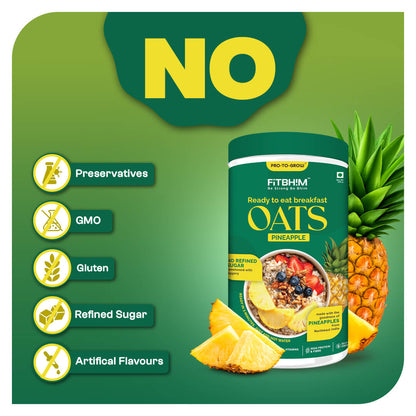 Ready-To-Eat Bhim Banana, Pineapples & Strawberries Oats Combo | Pro-To-Grow (Pack of 3 × 300g Jar)