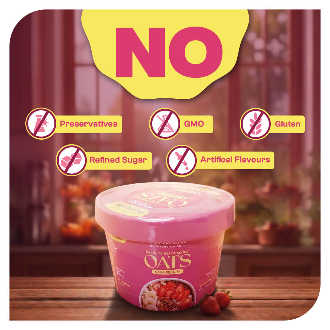 Instant Strawberry Oats Cups with Northeastern Strawberries | Pro-To-Grow (Pack of 5 × 60g)