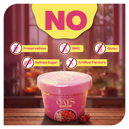 Instant Strawberry Oats Cups with Northeastern Strawberries | Pro-To-Grow (Pack of 5 × 60g)