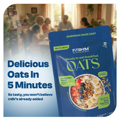 Ready-to-Eat Bhim Banana Oats with Cranberries | Pro-To-Grow Value Pack (1kg) + Free Bowl