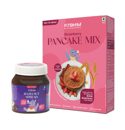 Strawberry Pancake Mix & Chocolate Hazelnut Spread Combo | Pro-To-Grow (250g + 300g)