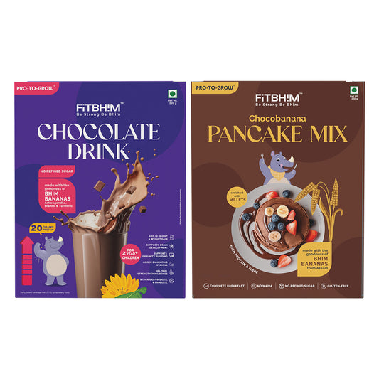 Chocolate Health Drink & Chocobanana Pancake Mix Combo | Pro-To-Grow (300g + 250g)