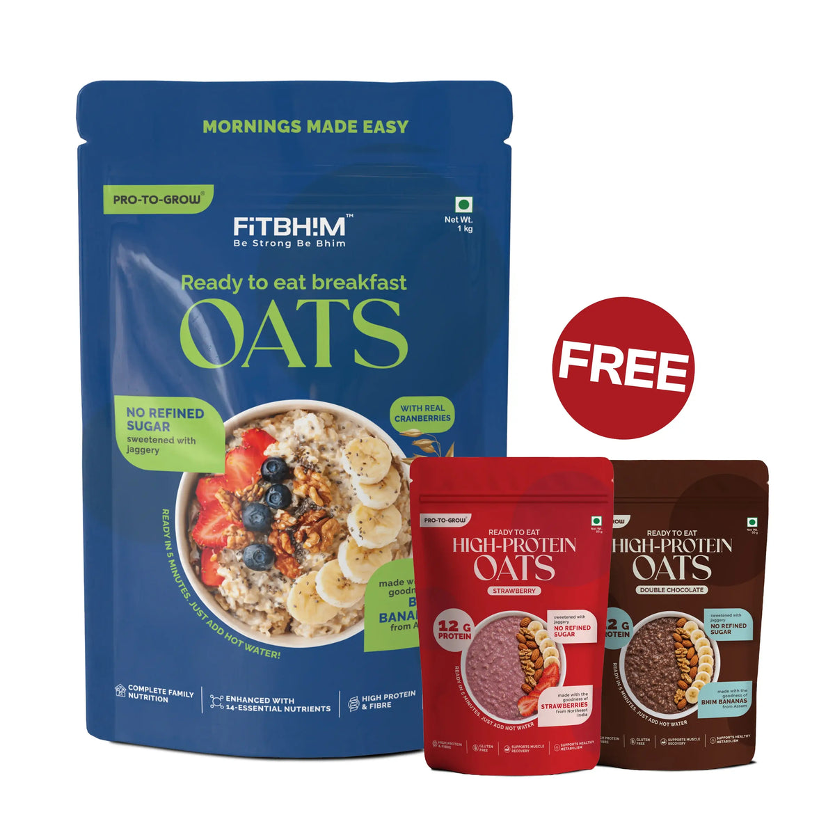 Bhim Banana Ready-to-Eat Oats Value Pack – 1kg + 2 Complimentary High Protein Oats Packs