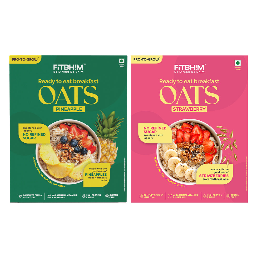 Pineapple & Strawberry Oats Combo Ready-To-Eat (Pack of 2 × 300g Box)