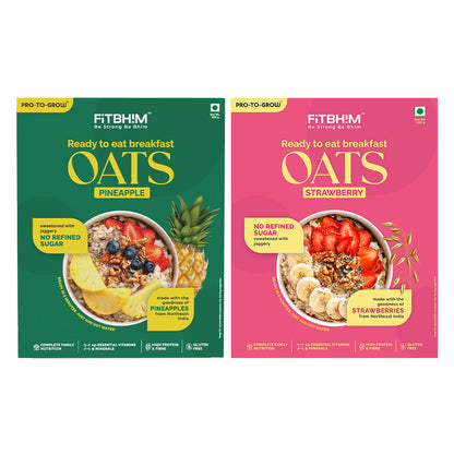 Pineapple & Strawberry Oats Combo Ready-To-Eat (Pack of 2 × 300g Box)