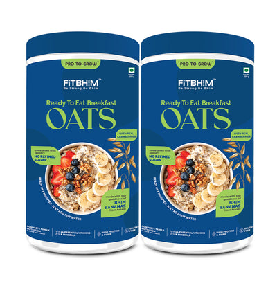 Ready-to-Eat Bhim Banana Oats with Cranberries | Pro-To-Grow (Pack of 2 × 300g Jars)