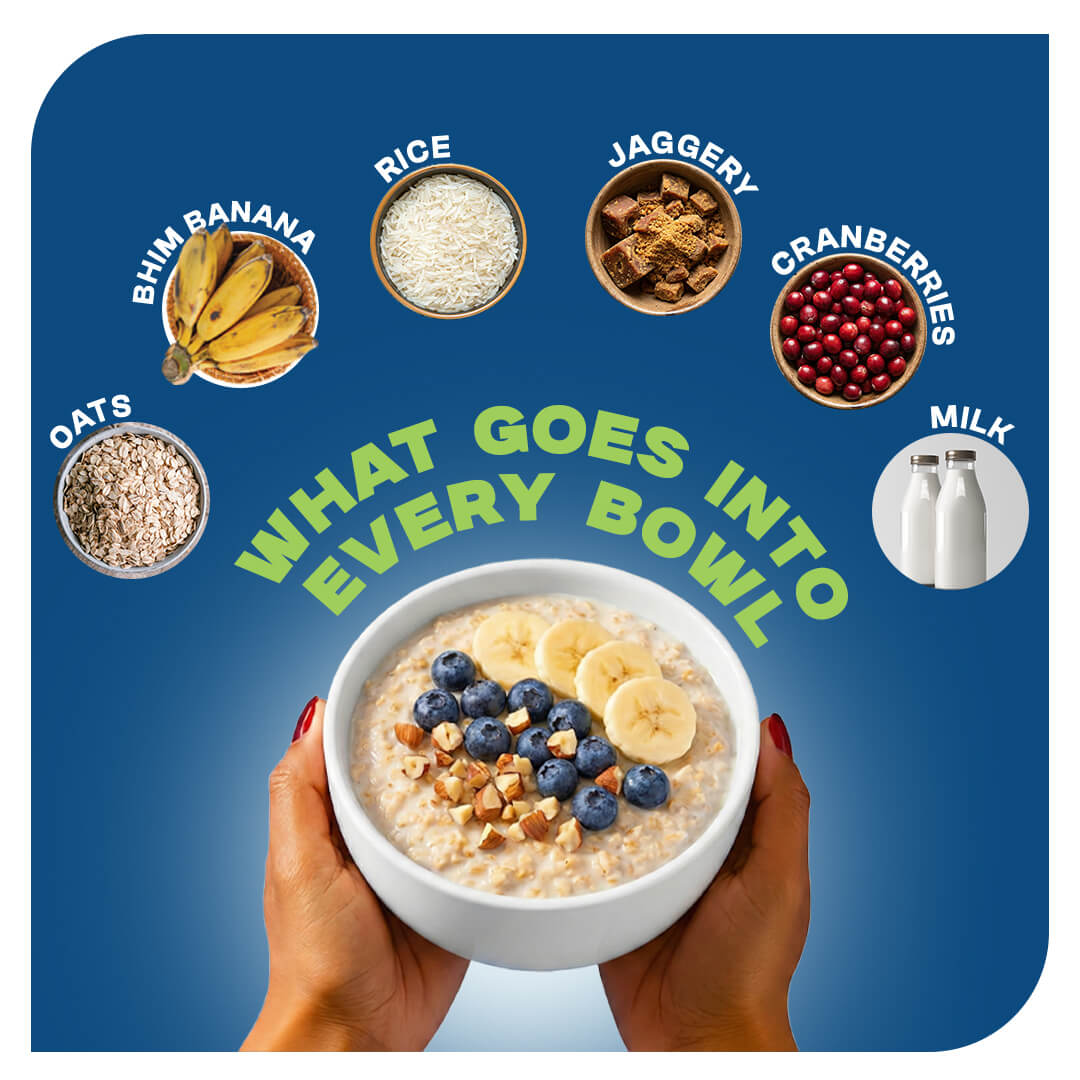 Bhim Banana Oats & Stainless Steel Bowl Combo – 300g Box + 500ml Bowl