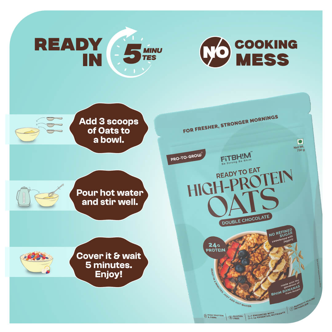 Ready-To-Eat High-Protein Oats (Double Chocolate) | Pro-To-Grow (750g)