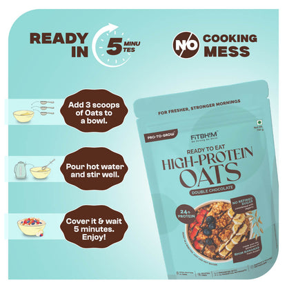 Ready-To-Eat High-Protein Oats (Double Chocolate) | Pro-To-Grow (750g)