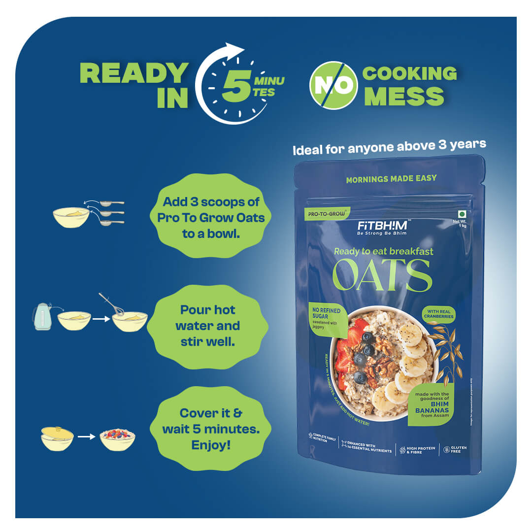 Bhim Banana Ready-to-Eat Oats Value Pack – 1kg with Complimentary Bowl