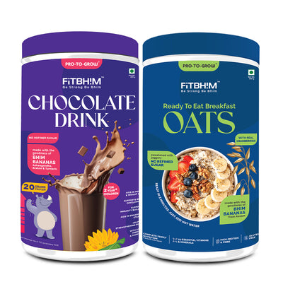 Chocolate Health Drink & Bhim Banana Oats Combo | Pro-To-Grow (200g + 300g)