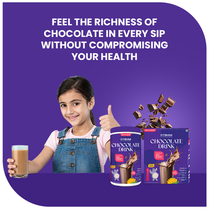 Fitbhim Nutritional Chocolate Drink Powder 200g Jar & 300g Box | Bhim Banana | Belgian Chocolate Flavor for Kids (2+ years)