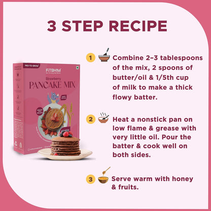 FitBhim Instant Pancake Mix -  Strawberry (250g)