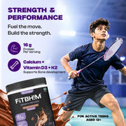 FitBhim Sports Protein Drink- Double Chocolate | 16g Protein, BCAAs, Omega-3 & Probiotics (200g)