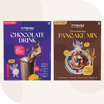 Fitbhim Combo — Chocobanana Pancake Mix (250g) + Chocolate Drink (300g)