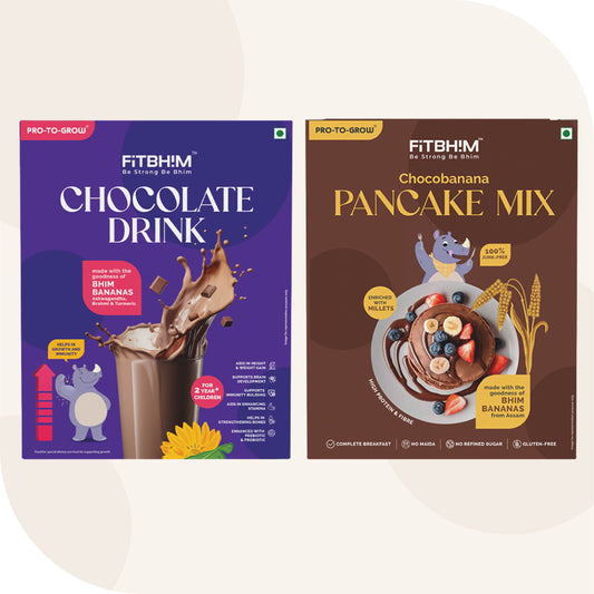 Fitbhim Combo — Chocobanana Pancake Mix (250g) + Chocolate Drink (300g)