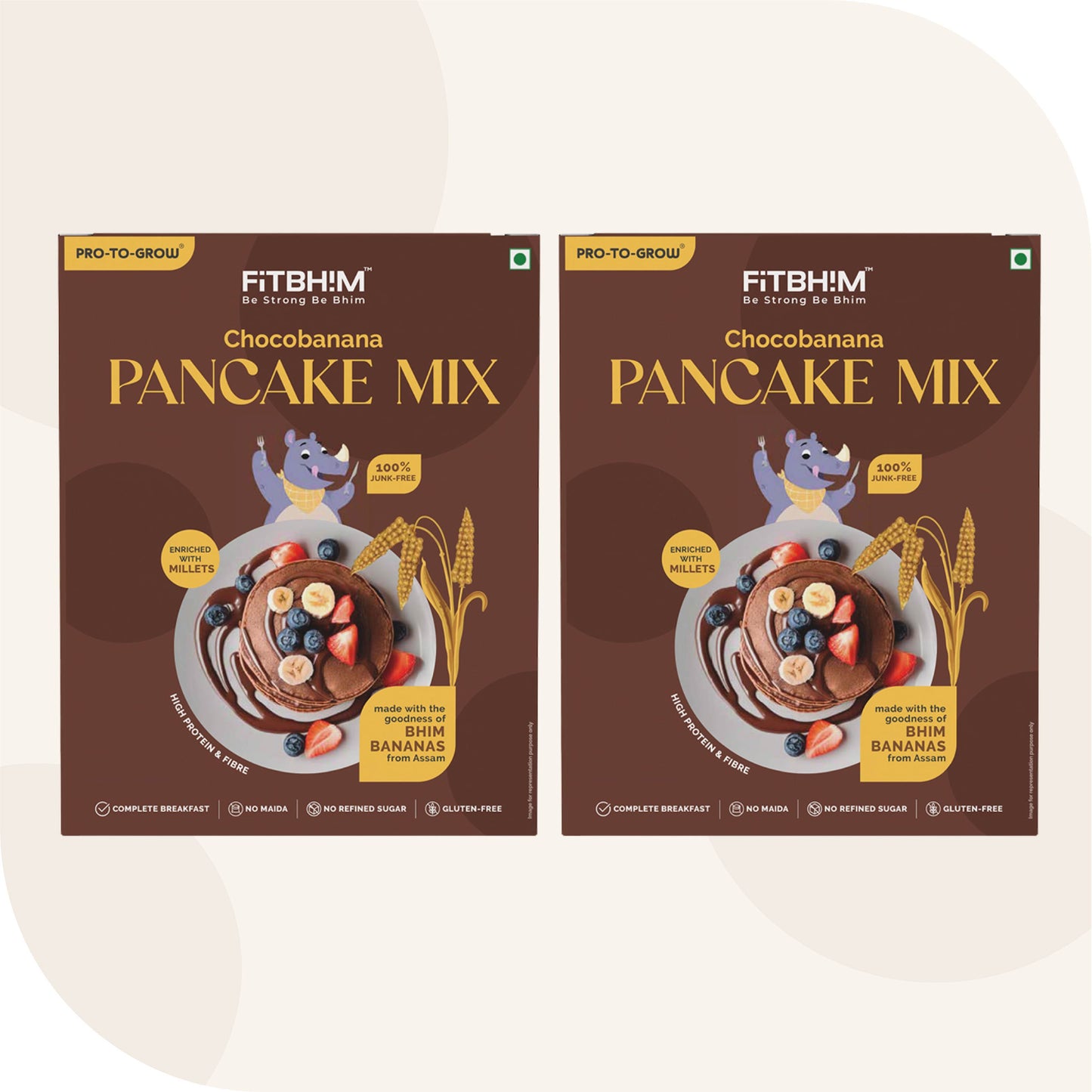 Fitbhim Chocobanana Pancake Mix — Bhim Banana | Gluten-Free (250g × 2)