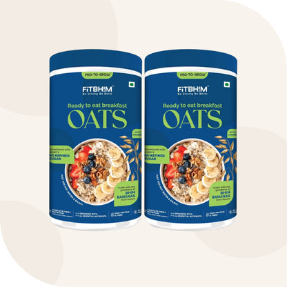 Fitbhim Ready-to-Eat Jaggery Oats — Bhim Banana (300g × 2 Jars)